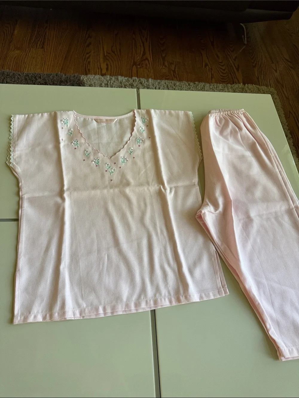 Kids Pink Embroidered Pajama Set